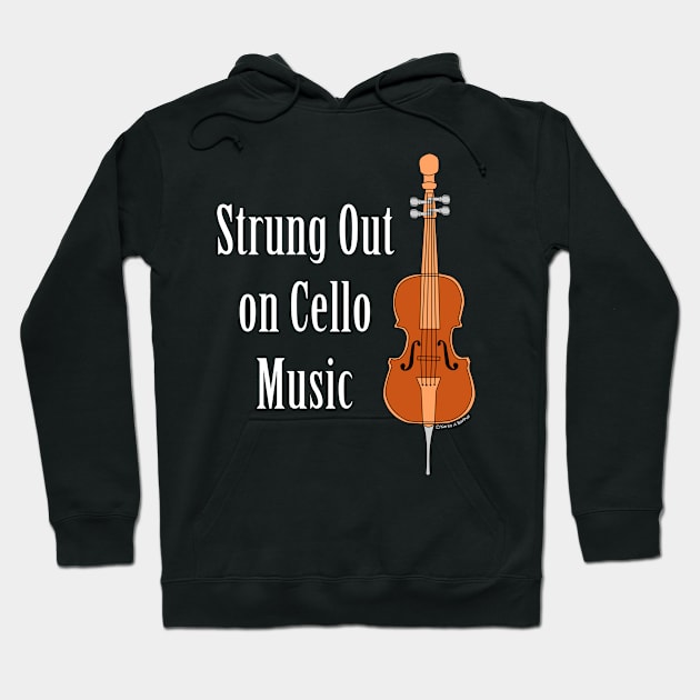 Strung Out Cello White Text Hoodie by Barthol Graphics